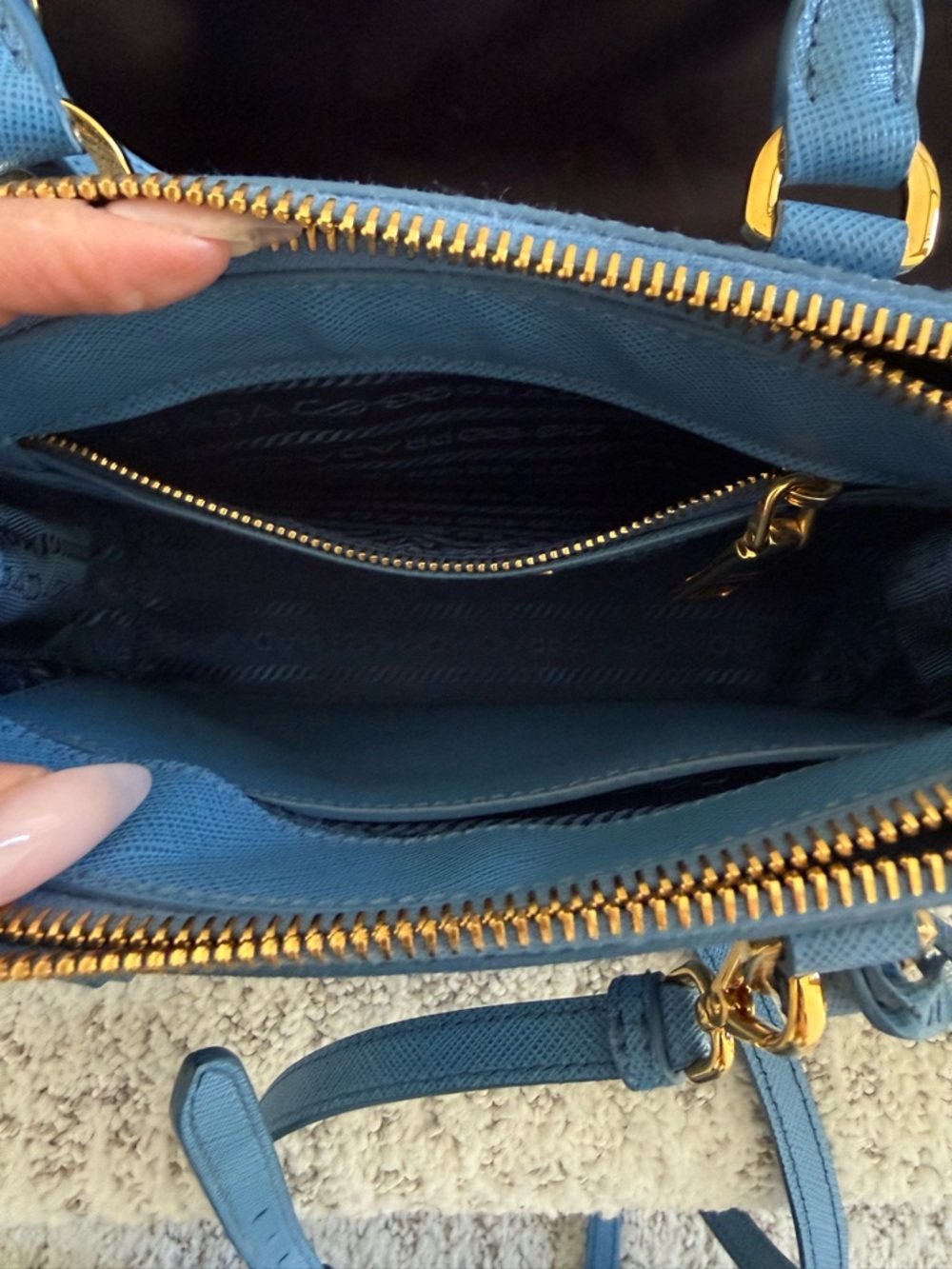 Prada Sky Blue Saffiano Mini Satchel with Gold Hardware - Picture 6 of 6